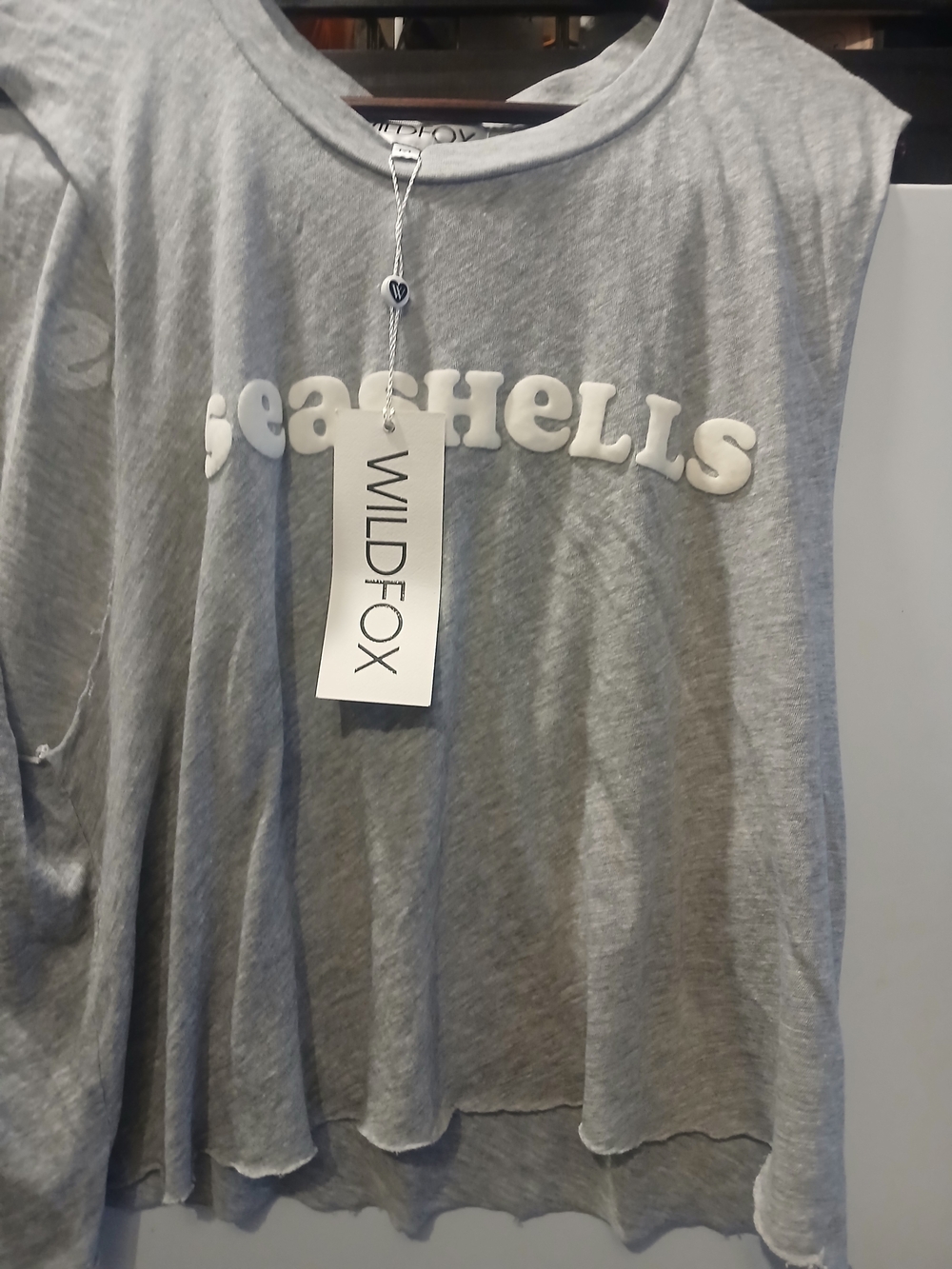 Wildfox Women's 'Seashells' Gray Graphic Muscle Tee